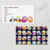 カラフルなフクロウの名刺 名刺 (正面/裏面)