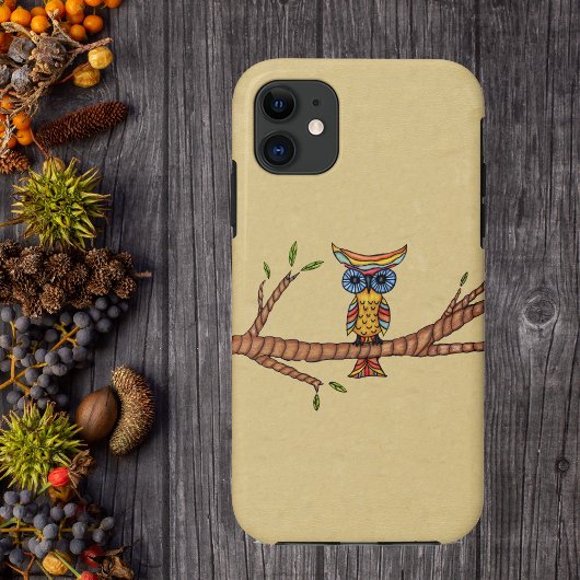 カラフルなフクロウの枝 Case-Mate iPhoneケース