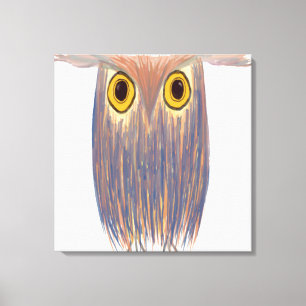 カラフルなフクロウの水彩画 キャンバスプリント
