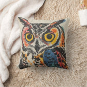 カラフルなフクロウの水彩画 クッション (ブランケット)