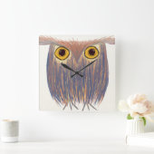 カラフルなフクロウの水彩画 スクエア壁時計 (ホーム)