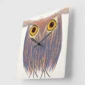 カラフルなフクロウの水彩画 スクエア壁時計 (傾斜)