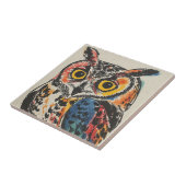 カラフルなフクロウの水彩画 タイル (側面)
