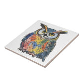 カラフルなフクロウの水彩画 タイル (側面)