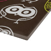 カラフルなフクロウの落書きの背景パターン カッティングボード (角)