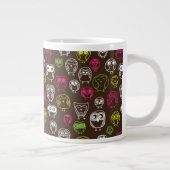 カラフルなフクロウの落書きの背景パターン ジャンボコーヒーマグカップ (右)