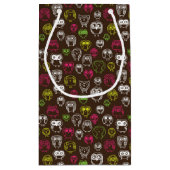 カラフルなフクロウの落書きの背景パターン スモールペーパーバッグ (裏面)