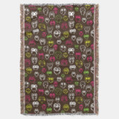 カラフルなフクロウの落書きの背景パターン スローブランケット (正面縦)
