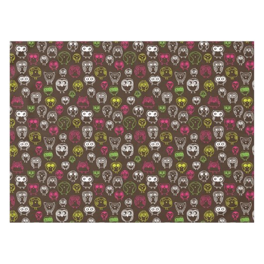 カラフルなフクロウの落書きの背景パターン テーブルクロス (正面(横))