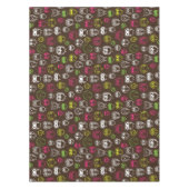 カラフルなフクロウの落書きの背景パターン テーブルクロス (正面)