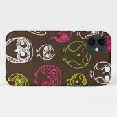 カラフルなフクロウの落書きの背景パターン Case-Mate iPhoneケース (裏面(横))