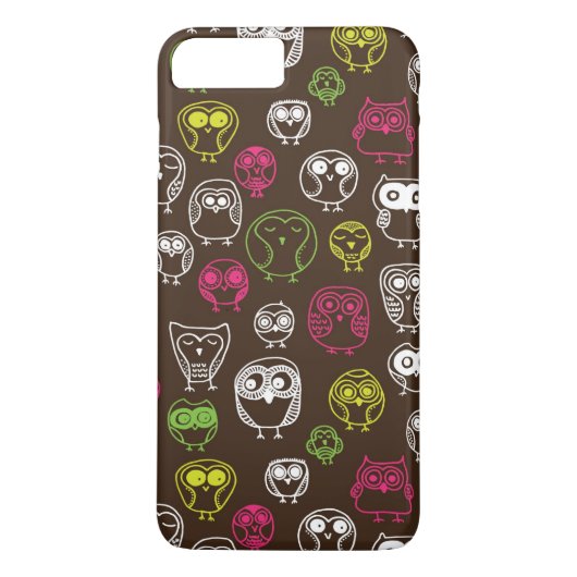 カラフルなフクロウの落書きの背景パターン Case-Mate iPhoneケース (裏面)