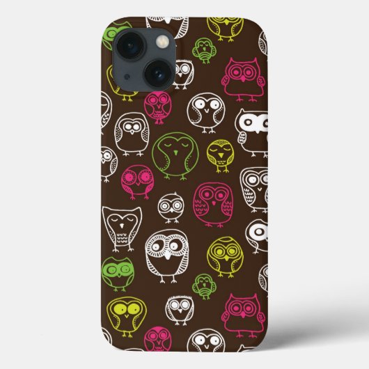 カラフルなフクロウの落書きの背景パターン Case-Mate iPhoneケース (裏面)