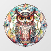 カラフルなフクロウの鳥のアート偽ステンドグラス ウィンドウサイン (シート)