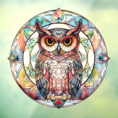 カラフルなフクロウの鳥のアート偽ステンドグラス ウィンドウサイン (シート3)