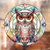 カラフルなフクロウの鳥のアート偽ステンドグラス ウィンドウサイン (シート2)