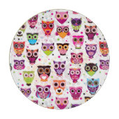 カラフルなフクロウパターン子供への2 カッティングボード (正面)
