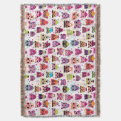 カラフルなフクロウパターン子供への2 スローブランケット (正面縦)