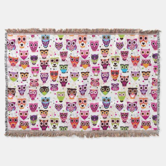 カラフルなフクロウパターン子供への2 スローブランケット (正面)