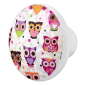 カラフルなフクロウパターン子供への2 セラミックノブ (右)