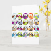 カラフルなフクロウパターン カード (黄色い花)