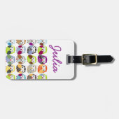 カラフルなフクロウパターン ラゲッジタグ (正面横)