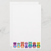 カラフルなフクロウ 便箋 (正面/裏面)