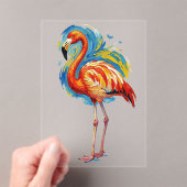 カラフルなフラミンゴの抽象的な筆致の鳥アート アクリル招待状 (インサイチュ (ポータブル))
