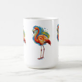 カラフルなフラミンゴの抽象的な筆致の鳥アート コーヒーマグカップ (中央)