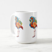 カラフルなフラミンゴの抽象的な筆致の鳥アート コーヒーマグカップ (正面左)