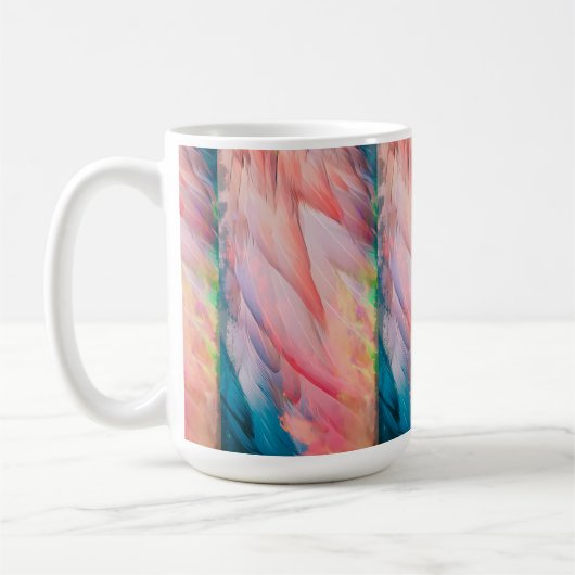 カラフルなフラミンゴの羽 コーヒーマグカップ (左)