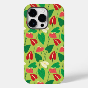 カラフルなフラミンゴフラワーパターン iPhone 14 PROケース