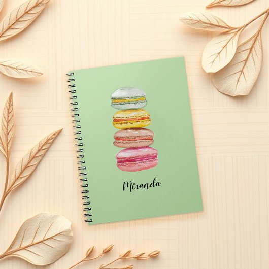 カラフルなフランスのマカロン水彩手描き ノートブック