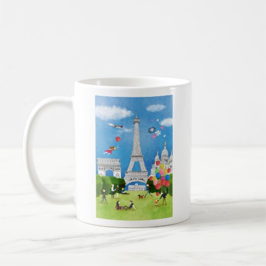 カラフルなフランス コーヒーマグカップ (左)