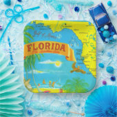 カラフルなフロリダ州のポストカードマップ ペーパープレート (パーティー)