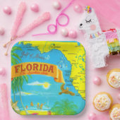 カラフルなフロリダ州のポストカードマップ ペーパープレート (パーティー)