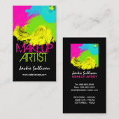 カラフルなブラシストロークメーキャップアーティスト 名刺 (正面/裏面)