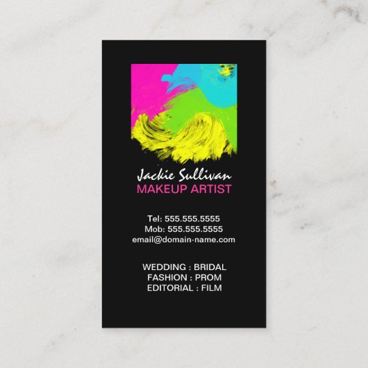 カラフルなブラシストロークメーキャップアーティスト 名刺 (裏面)