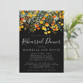 カラフルなブラック フローラル ウェディング リハーサル ディナー 招待状 (スタンド正面)