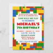 カラフルなブロックの招待状 誕生日パーティー 招待状 (正面)