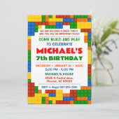 カラフルなブロックの招待状 誕生日パーティー 招待状 (スタンド正面)