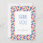 カラフルなブロックの楽しい誕生日パーティー サンキューカード (正面)