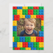 カラフルなブロックを使った子供の誕生日パーティー 招待状 (裏面)