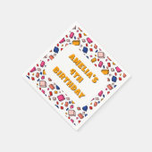 カラフルなブロックレンガ模様の描画子供の誕生日 スタンダードカクテルナプキン (角)