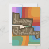 カラフルなブロック状の70年代の誕生日カード 招待状 (正面)