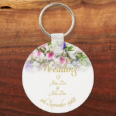 カラフルなブーケを持つ花嫁の結婚祝いギフト キーホルダー (正面)