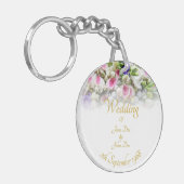 カラフルなブーケを持つ花嫁の結婚祝いギフト キーホルダー (正面左)