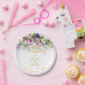 カラフルなブーケを持つ花嫁の結婚祝いギフト ペーパープレート (パーティー)