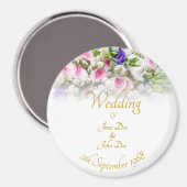 カラフルなブーケを持つ花嫁の結婚祝いギフト マグネット (正面/裏面)