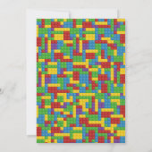 カラフルなプラスチックブロック 男の子の1歳の誕生日 招待状 (裏面)